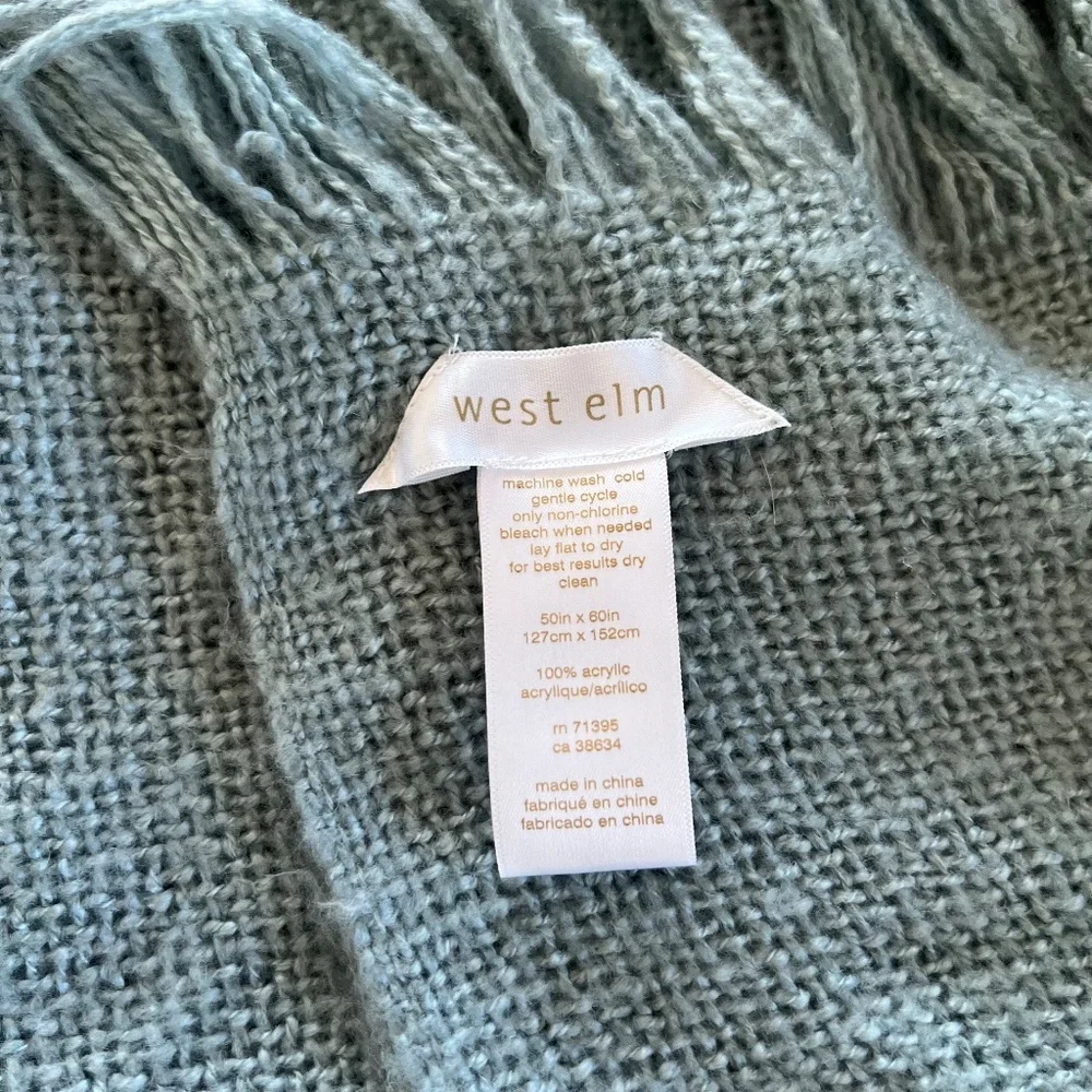 West elm throw blanket, light blue 50x60